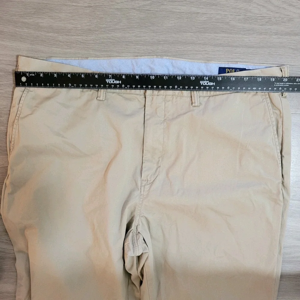 POLO RALPH LAUREN BEDFORD CHINO PANTS MENS 40X31.5 KHAKI TAN FLAT FRONT COTTON
